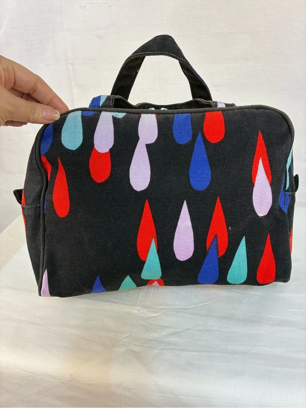 Marimekko Pisaroi Navy Raindrop Print Cosmetic Bag
